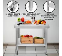 Monstershop Table de travail cuisine - Inox