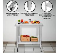 Monstershop Table de travail inox - Argent