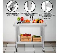 Monstershop Table de travail inox cuisine - Argent