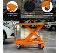 Table élévatrice hydraulique à ciseaux 500 kg Chariot mobile Plusieurs positions de hauteur Pédale manuelle et à pied verrouillable Tapis en caoutchouc amovible 4 roues 2 roues verrouillables 81 cm x