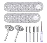 Monsully 20 Pcs Mini Disque Diamant à Tronçonner, Disques Diamant Carrelage Avec 4 Mandrin de 3 MM et 2 Tournevis Cruciformes pour Coupe Pierre, Verre, Céramique