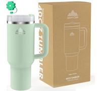 Mont-Clair Tumbler 40oz - Mug Isotherme avec Paille Couvercle Poignée - Gourde boissons chaudes et froides - Froid pendant 10 heures - Glacé pendant 48 heures - 1200ml -Vert Matcha