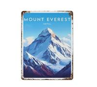 Mont Everest Népal Plaque en métal Voyage Affiche Art Impression Décoration Rétro Métal Peinture Garage Style 12x16 pouces (30x40 cm)