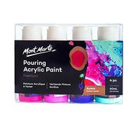 MONT MARTE Acrylique Pouring Peinture Set Aurora - 4 pièces x 60ml - Peintures Acryliques pré-mélangées avec Pouring Medium - Shiraz, Rose, Bleu Outremer, Vert Menthe