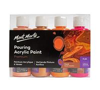 MONT MARTE Acrylique Pouring Peinture Set Coral - 4 pièces x 120ml - Peintures Acryliques pré-mélangées avec Pouring Medium - Orange, Bronze, Shiraz, Coral