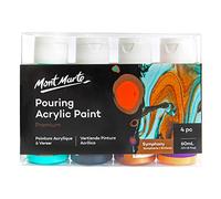 MONT MARTE Acrylique Pouring Peinture Set Symphonie - 4 pièces x 60ml - Peintures Acryliques pré-mélangées avec Pouring Medium - Turquoise, Lampes Noire, Bronze, Orange