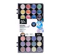 MONT MARTE Aquarelle Metallique - 36 Couleurs - Pinceau Inclus - Set Compact - Idéal pour la Peinture à l'aquarelle - Pour Débutants et Artistes