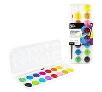 MONT MARTE Aquarelle Set - 16 Couleurs brillantes - Haute pigmentation - Incluant le Pinceau à Peinture - Idéal pour l'Aquarelle