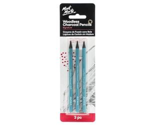 MONT MARTE Lot de 3 crayons à charbon de bois - Noir avec différents degrés de dureté - Crayons à fusains parfaits pour des dessins impressionnants