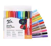 MONT MARTE Marqueur Acrylique - 12 Pièces - Feutre Peinture Acrylique Pointe large de 3mm - Idéal pour Dessin, Ecriture, Journal, peindre les Pierres