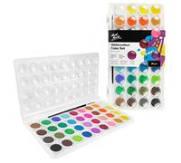 MONT MARTE Palette Aquarelle - 36 Couleurs brillantes - Haute pigmentation - Incluant le Pinceau à peinture - Idéal pour l'aquarelle - Parfait pour Débutants, Professionnels et Artistes