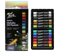 MONT MARTE Pastels à l'huile Métallique - 12 Pièces - Pastel Sec Doux - Couleurs intenses, haute Pigmentation - Idéal pour la Peinture et le Dessin