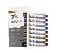 MONT MARTE Peinture Acryliques - Métallique - 8 pièces, tubes 18 ml - Idéal pour la Peinture Acrylique - Couleurs brillantes et résistantes à la Lumière, grande Opacité