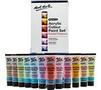 MONT MARTE Peinture Acryliques Pastel - 12 x 36ml - Fort pouvoir couvrant et finition satinée - Couleurs pour Toiles, Cartons, Papiers, Cuirs, Autres