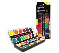 MONT MARTE Peinture Aquarelle - 26 pièces - Couleurs brillantes - Haute pigmentation - Idéal pour l'aquarelle - Parfait pour les Débutants, les Élèves et les Étudiants