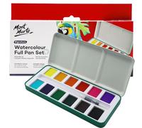MONT MARTE Signature Aquarelle Set 13pc, vibrant, dans une boîte portable, y compris 3 puits de mélange et un pinceau à eau rond rechargea