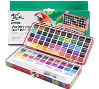 MONT MARTE Signature Aquarelle Set 73pc, vibrant, dans une boîte portable, y compris 5 puits de mélange et un pinceau à eau rond rechargeable