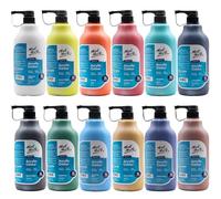 Mont Marte Signature Lot de 12 flacons de 1 L de peinture acrylique, finition semi-mate, convient pour toile, bois, tissu, cuir, carton, papier, MDF et travaux manuels
