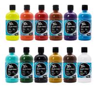Mont Marte Signature Lot de 12 flacons de 500 ml de peinture acrylique, finition semi-mate, convient pour toile, bois, tissu, cuir, carton, papier, MDF et travaux manuels