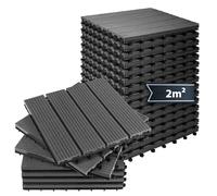 Montafox Dalles WPC 30x30 cm Clipsables Aspect Bois Terrasse Balcon Jardin | Sol, Carrelage, Emboîtable, Revêtement, Douche, Résistant Intempéries, Antidérapant, Extérieur, Spa