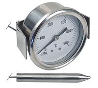 Montage thermomètre, diamètre de l'horloge d'affichage : 60 mm, plage de température : 0-500 C, capteur, diamètre de la sonde 10 mm, longueur : 80 mm Mastro, Pizza Group, Tornati, 104162, 332001