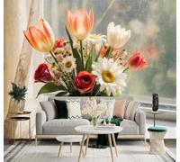 Montagnes Enneigées Rivières Prairies Dorées Fleurs Jaunes Paysages Naturels Papier Peint 3D Décoration Murale Créative D'intérieur Bureau Salon Chambre à Coucher Fond Pour Canapé-430cm×300cm