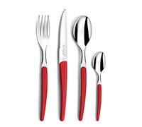 LOU LAGUIOLE - Ménagère 24 couverts de table pour 6 personnes - Montana - Acier inoxydable 18/0, Finition Brillante - Rouge