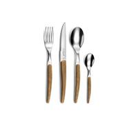 Lou Laguiole Ménagère Montana Nature 24 pièces Acier inoxydable 18/0, Finition miroir effet bois