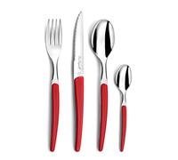 LOU LAGUIOLE - Ménagère 24 couverts de table pour 6 personnes - Montana - Acier inoxydable 18/0, Finition Brillante - Rouge