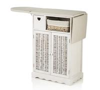 Montemaggi Meuble à Repasser Style Shabby Chic Reapiable , avec Planche à Repasser, avec 1 paniers en osie et 2 portes, Blanc, 66x37x87 cm