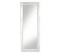 Montemaggi Miroir Mural avec Cadre rectangulaire en Bois Blanc vieilli, Grand Miroir Style Shabby Chic, Miroir de chambre, Raffiné Miroir salle de bain, Miror rectangulaire de salon, 142x55 cm