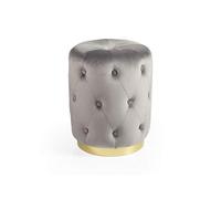 MONTEMAGGI Pouf en Velours Matelassé, Tabouret élégante et Moderne de Salon, Repose-Pieds Confortable de séjour, 36x47 cm, Gris