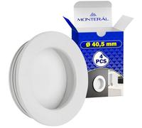 MONTERAL 4 Pièces Poignee Encastrable Porte Coulissante Ø 40,5 mm - Poignée Cuvette Fabriqué en Alliage de Zinc et Aluminium de Couleur Blanc - Garantie de 10 Ans