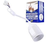 MONTERAL Douille de Chantier E27 avec Câble et Borne 160 mm 2x0,75mm² Ø40 mm Max 60W 220-240V - Douille Chantier E27 de Couleur Blanche - Garantie de 10 Ans