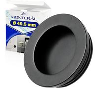 MONTERAL Poignee Encastrable Porte Coulissante Ø 40,5 mm - Poignée Cuvette Fabriqué en Alliage de Zinc et Aluminium de Couleur Noir - Garantie de 10 Ans