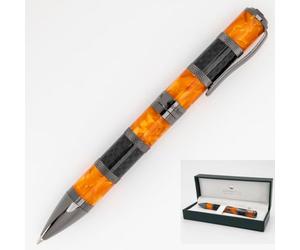 Monteverde USA Regatta Sport Stylo à Bille Orange et Fibre de Carbone - Stylo à Bille Premium Rechargeable avec Recharges Style Parker, Cadeau Luxe