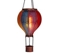 Montgolfière solaire à LED avec effet flamme | Lampion avec 20 lumières blanc chaud | Lanterne de jardin à suspendre | Chaîne en métal incluse | Hauteur totale : environ 40,5 cm (arc-en-ciel)