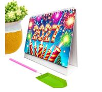 Monthly Handmade Creative Planner - Gem Desk Calendar, Mosaic Art Journal Pad with Sparkling DiamondsPainting Sheets, Decorative Office Agenda, Standing Stand Tracker, Desktop Gift for Classroom