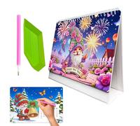 Monthly Handmade Creative Planner - Gem Desk Calendar, Mosaic Art Journal Pad with Sparkling DiamondsPainting Sheets, Decorative Office Agenda, Standing Stand Tracker, Desktop Gift for Classroom