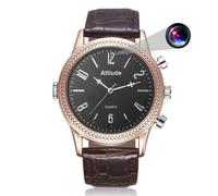 Montre Caméra Espion Full HD 1080p Bracelet Cuir Vision Nuit Détection Mouvement ROM 32 Go Or YONIS
