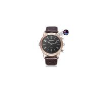 Montre Caméra Espion Full HD 1080p Bracelet Cuir Vision Nuit Détection Mouvement ROM 64 Go Or