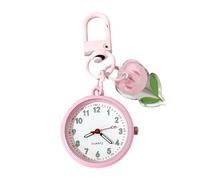 Montre de poche lumineuse - Mini montre de dessin animé - 3,5 cm - Sac tendance avec motif lumineux - Horloge à suspendre - Accessoire de voyage pour ajouter un affichage décoratif de l'heure, rose