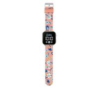 Montre LED enfant - DISNEY - Lilo & Stitch - Écran LED rouge - Bracelet multicolore - Boîtier en plastique argenté
