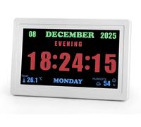 Montre numérique de 7 pouces pour personnes âgées, avec de grandes lettres, 5 alarmes, 10 rappels, de couleur blanche