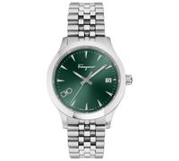Montre pour femme Salvatore Ferragamo, modèle Duo, quartz, couleurs : vert, argent et or, référence SFCU00722