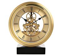 Montre squelette ronde, en or, avec cadran à chiffres romains, mouvement à quartz, diamètre de 16 cm