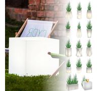 Monumo®️ Pot de fleurs lumineux Grand 50 x 50 cm | convient pour maison, bureau, jardin, patio, restaurant, balcon et terrasse, lampe intérieure confortable KUBIK