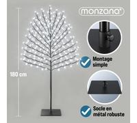 MONZANA® 2x Arbre lumineux 200 LED 180 cm minuterie 8 modes de lumière résistant aux intempéries décoration Noël cerisier