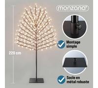 MONZANA® 2x Arbre lumineux 220 LED 220 cm minuterie 8 modes de lumière résistant aux intempéries décoration Noël cerisier