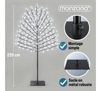 MONZANA® 2x Arbre lumineux 220 LED 220 cm minuterie 8 modes de lumière résistant aux intempéries décoration Noël cerisier
